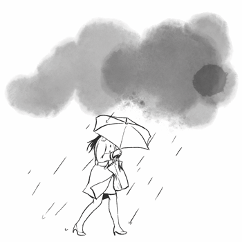 Animated Gif of a person under a rain cloud