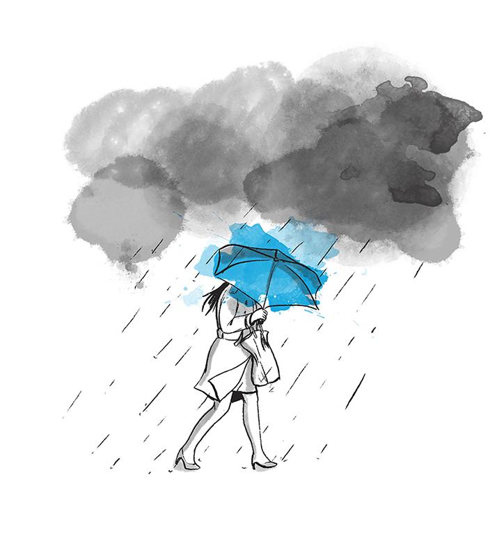 Girl with umbrella - mental health illustration