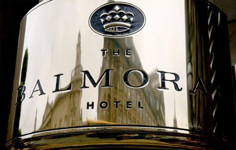 Metal plate on front of the Balmoral hotel