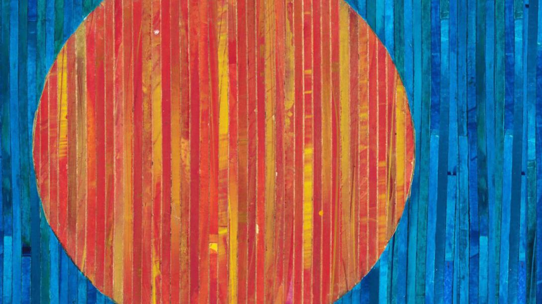 Abstract painting with red circle