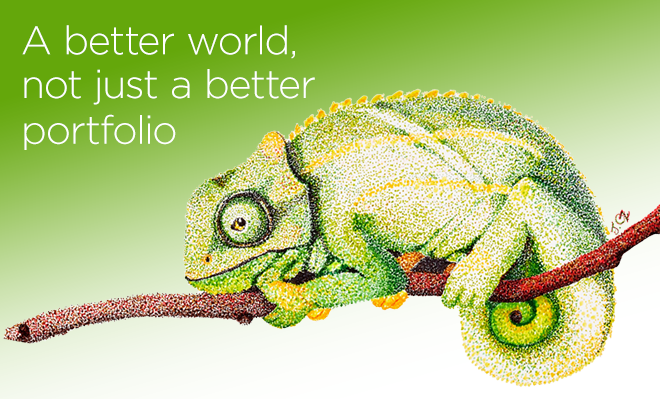 Painting of a green chameleon