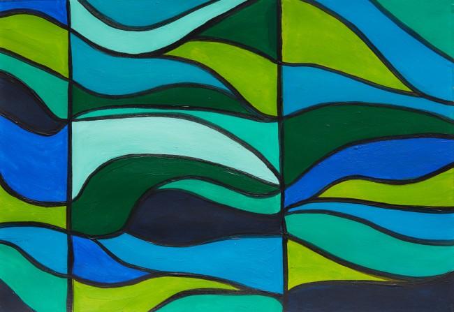 Koestler Arts - abstract painting in blue and green