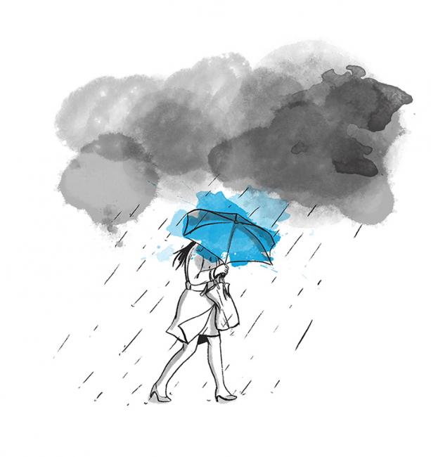 Girl with umbrella - mental health illustration